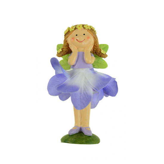 Figura tündér poly 12,5cm virág szoknyás lila