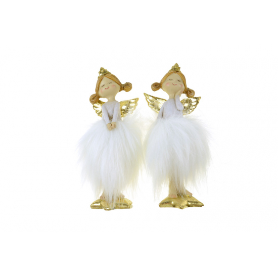 Figura tündér poly/textil 6*4*16.5cm 2féle fehér