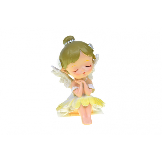 Figura tündérkislány poly ülő 5,5*6*8cm oliva