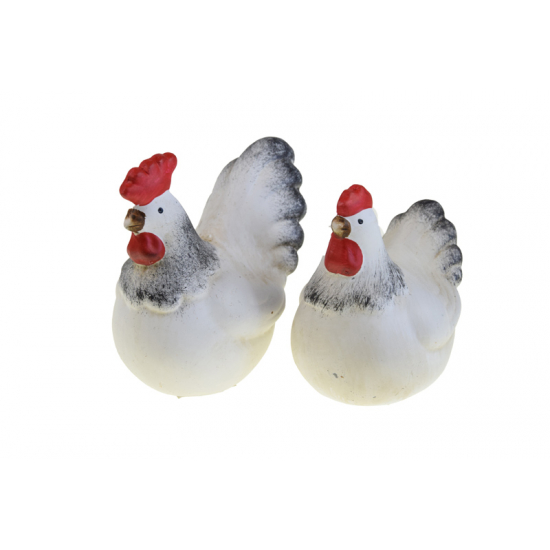 Figura tyúk poly 12*8*12cm 2féle fehér/szürke