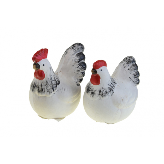 Figura tyúk poly 8*6,5*9cm 2féle fehér/szürke