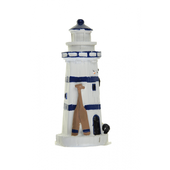 Figura világítótorony poly 4,3*4*10,2cm kék/fehér