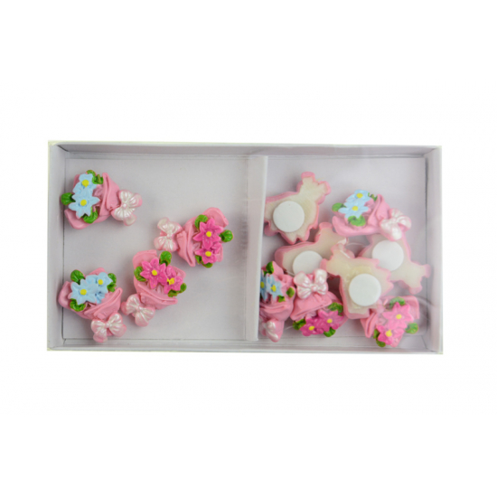 Figura virágcsokor poly 2,6cm s/12 rózsaszín