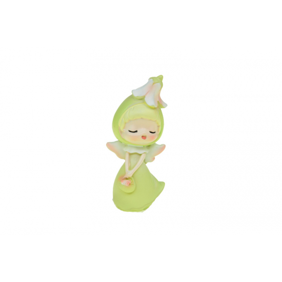 Figura virágjelmezes kislány poly 4*2,5*7cm zöld