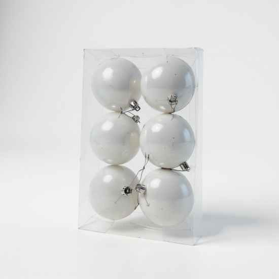 Gömb műanyag 6cm s/6 pearl fehér