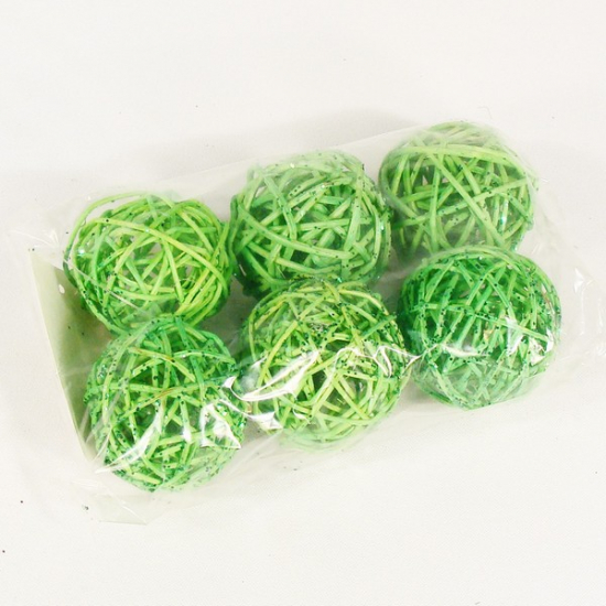 Gömb rattan 5cm s/6 glitteres zöld