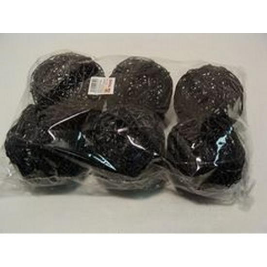 Gömb rattan 10cm s/6 glitteres fekete