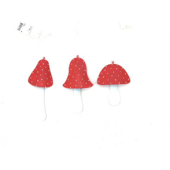 Gomba fém 17X9X2.5CM 3féle piros/fehér