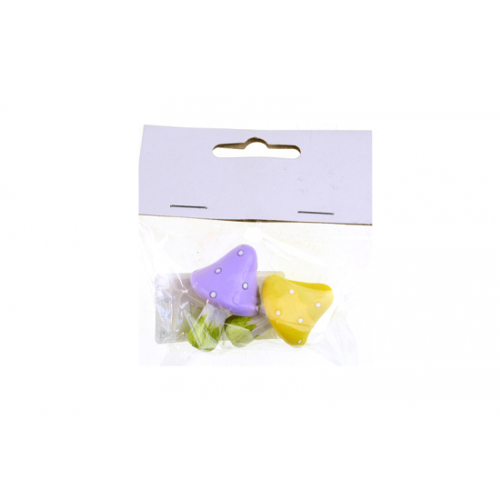 Gomba poly 7.8x9x2.5cm s/2 lila/sárga