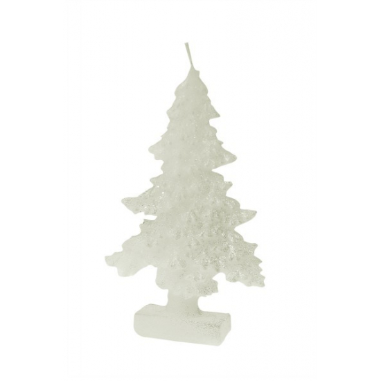 Gyertya fenyő lapos 18*11cm glitteres fehér
