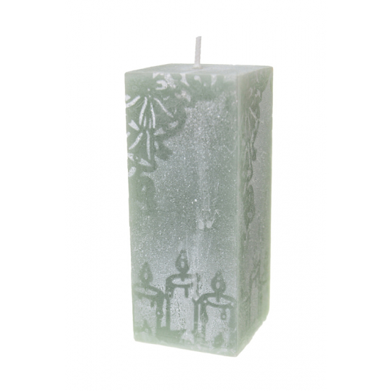 Gyertya hasáb mintás 5*13cm menta
