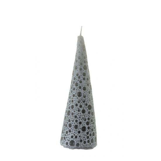 Gyertya kúp pöttyös 5*16cm szürke