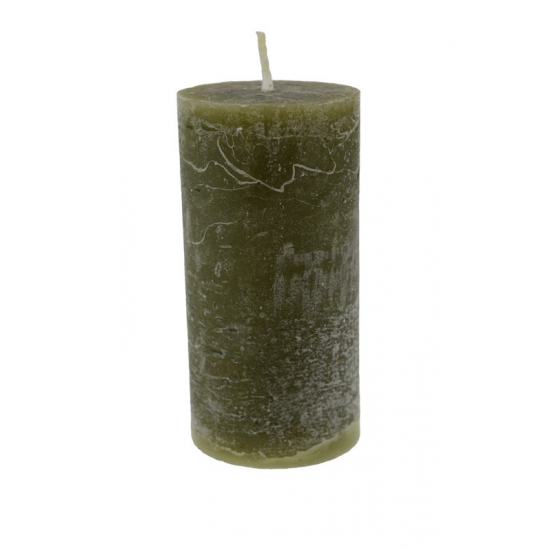 Gyertya rusztikus henger 5*10cm oliva zöld