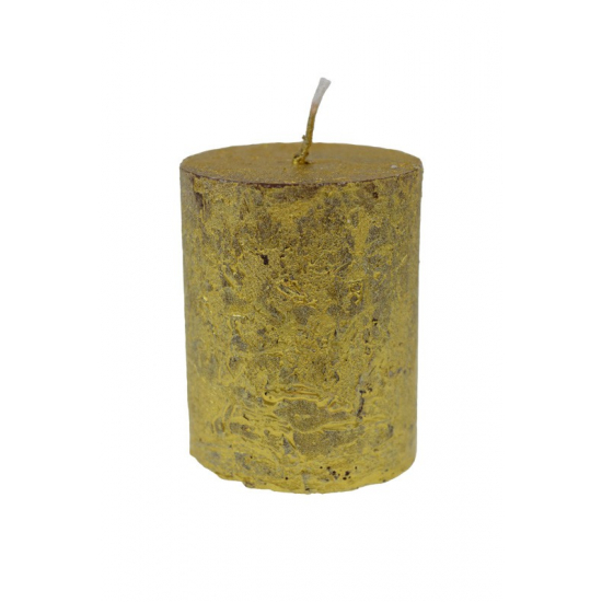 Gyertya rusztikus henger 5*6cm arany