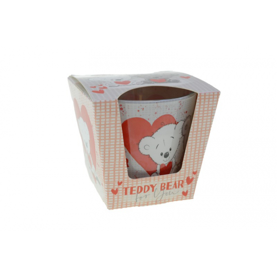 Gyertya üvegpohárban 115g teddy bear