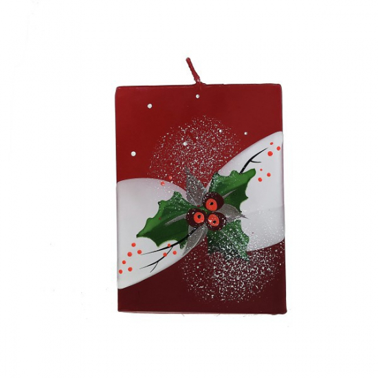 Gyertya ilex leveles 9x5x12cm piros