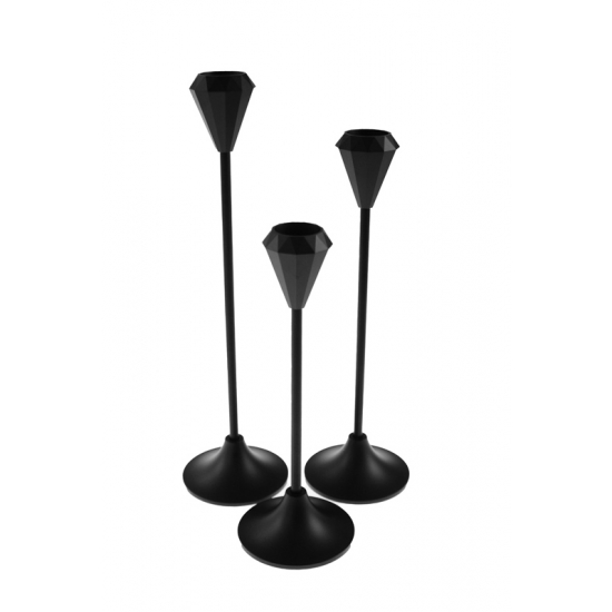 Gyertyatartó fém csepp forma 6,5*6,5*19/23/26cm s/3 fekete