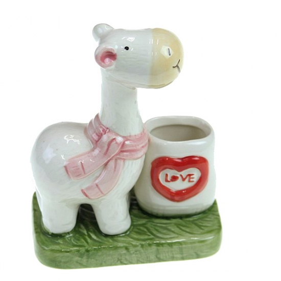Gyertyatartó kerámia 9,5*11,5cm figurával fehér