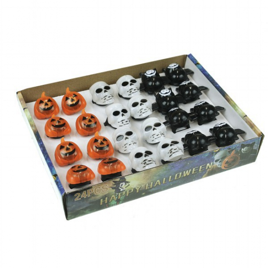 Gyűrű Halloween plasztik világító 3*4cm többféle narancs/fehér/fekete