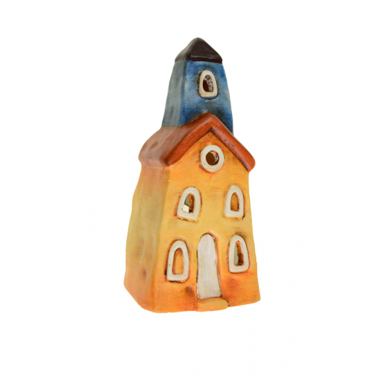 Ház kerámia 8.2*8*17.5cm narancs