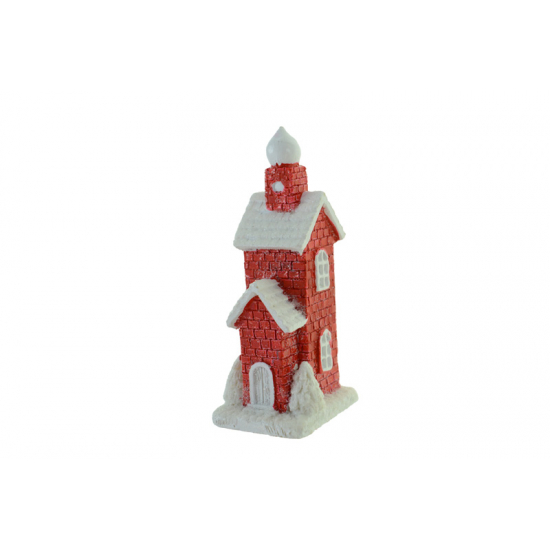 Figura ház poly 3,1*2,6*6,8cm piros