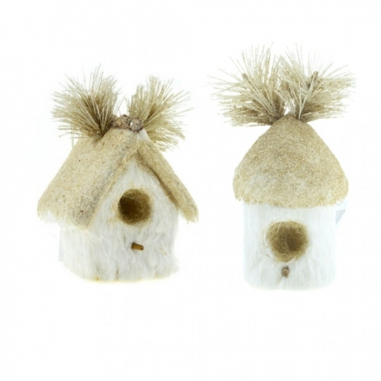 Figura házikó prém 16cm 2féle krém
