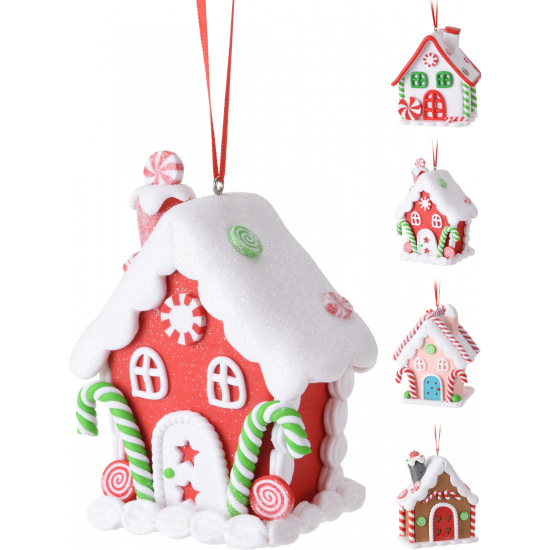 Figura házikó poly 10cm akasztós több szín