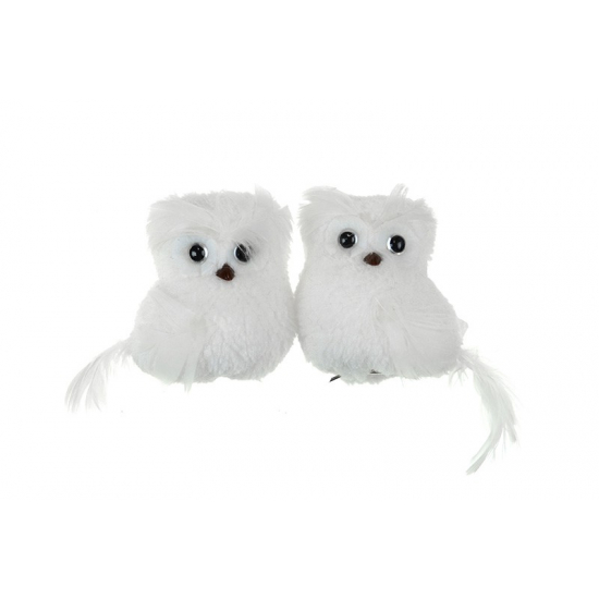 Figura hóbagoly hungarocell/textil 6cm fehér