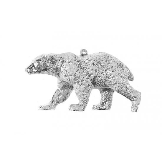 Figura Jegesmedve plasztik akasztós 12*3,5*5,5cm ezüst