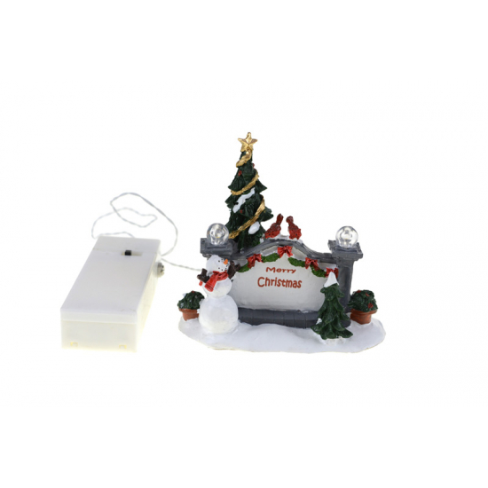 Figura kapu poly LED-es 9.8*5*9cm karácsonyi fehér/zöld