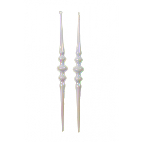 Karácsonyfa dísz akril 16.6x1.6cm s/2 lüszteres fehér