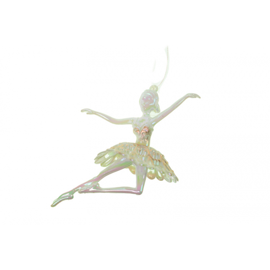 Karácsonyfa dísz balerina akril 10x5.2x11cm lüszteres fehér