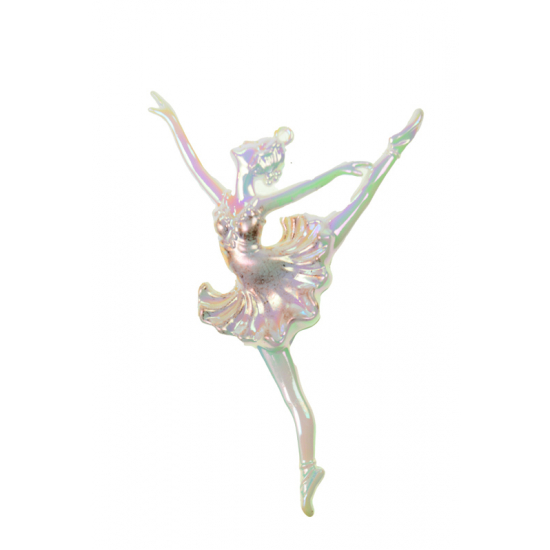 Karácsonyfa dísz balerina akril 9.5x15x1.6cm lüszteres fehér