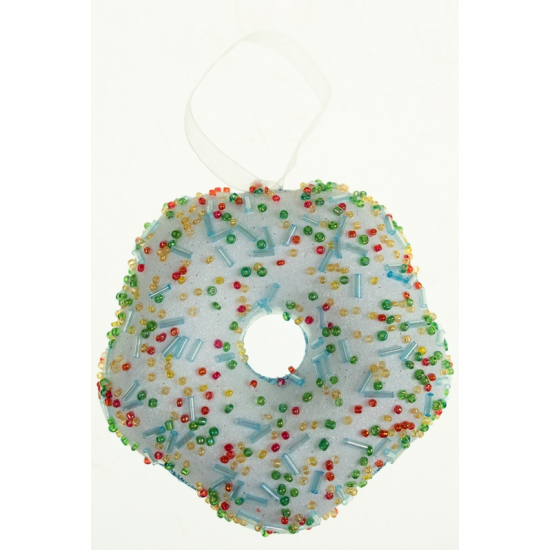 Karácsonyfa dísz fánk foam 10cm kék