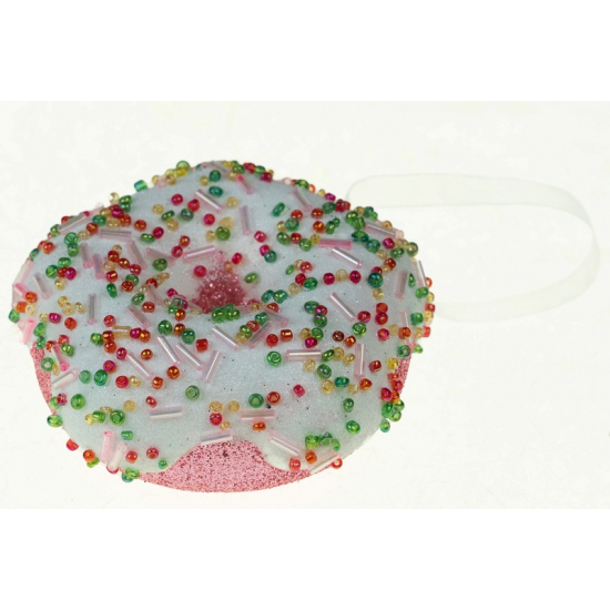 Karácsonyfa dísz fánk foam 8cm rózsaszín