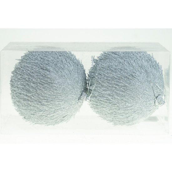 Karácsonyfa dísz gömb foam D10 s/2 glitteres ezüst