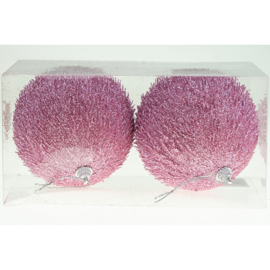 Karácsonyfa dísz gömb foam D10 s/2 glitteres rózsaszín