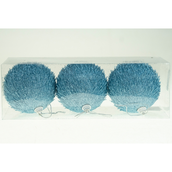 Karácsonyfa dísz gömb foam D8 s/3 glitteres kék