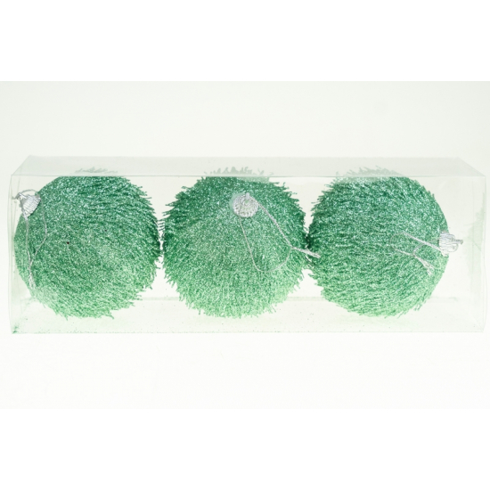Karácsonyfa dísz gömb foam D8 s/3 glitteres zöld