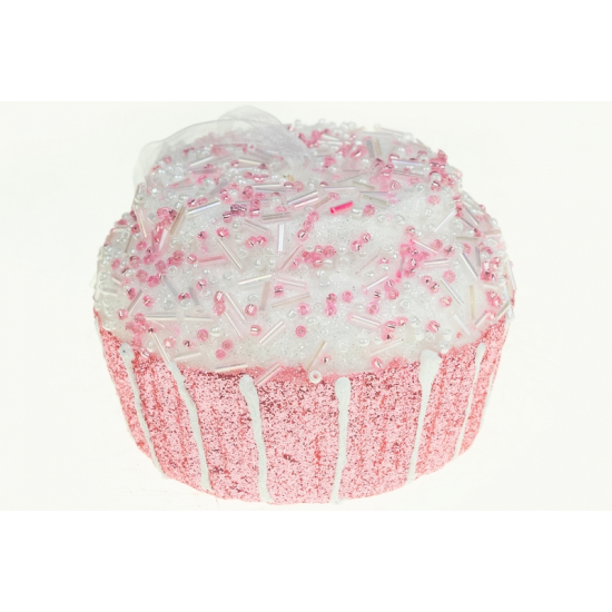 Karácsonyfa dísz muffin foam 10cm cukros v.rózsaszín