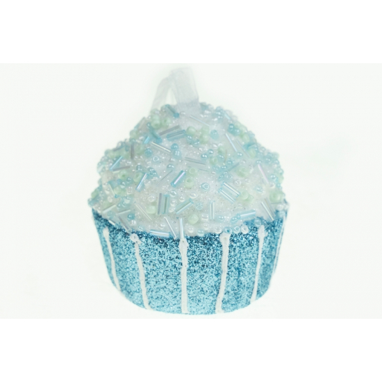 Karácsonyfa dísz muffin foam 7cm cukros kék