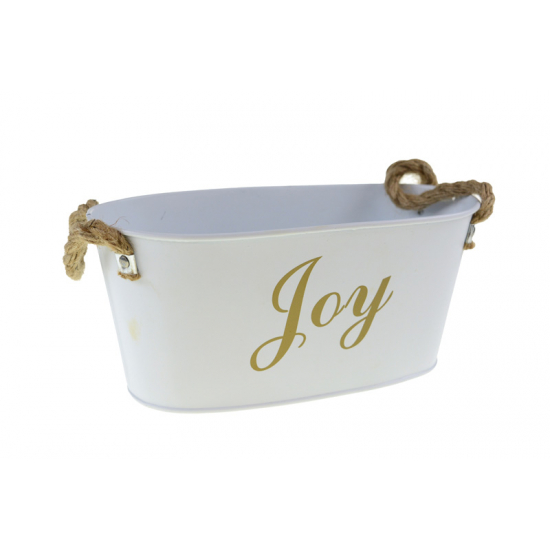 Kaspó cink joy 21,5*11,5*10cm fülekkel fehér
