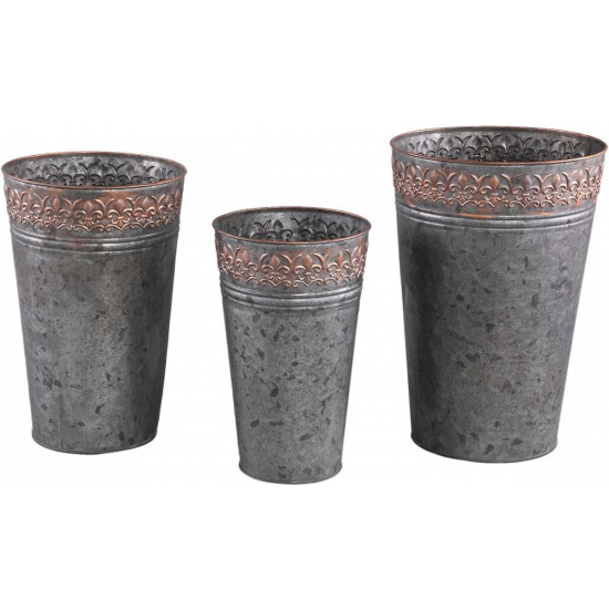 Kaspó cink 31cm s/3 ezüst