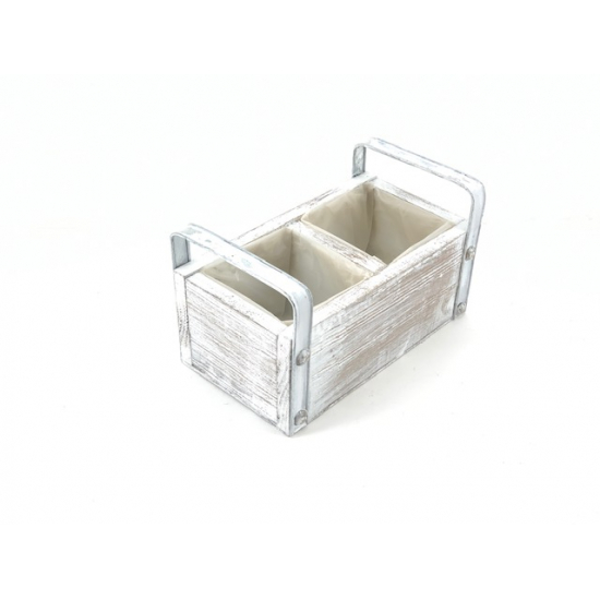 Kaspó fa 2rekeszes 26X14XH10CM mosott fehér