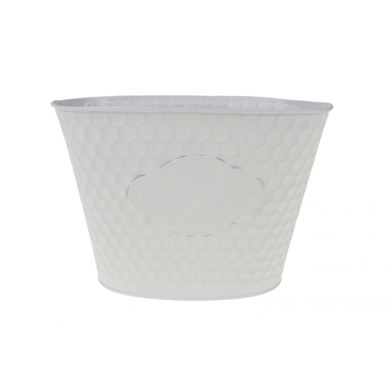 Kaspó fém méhselytmintás 23*15/16*10*H15.5CM fehér