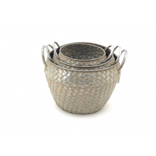 Kaspó fém 24*20/19,5*18/14*17cm s/3 szürke