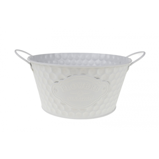 Kaspó fém méhselytmintás D20/15*H10CM két füllel fehér