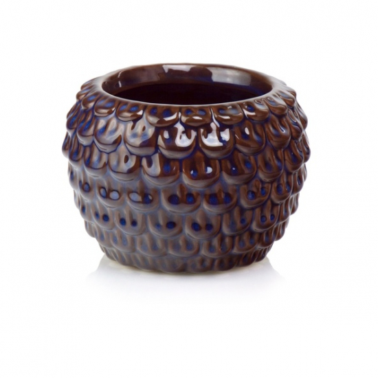 Kaspó kerámia D17 H13 pikkelyes barna