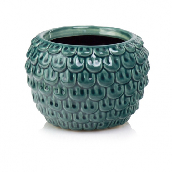 Kaspó kerámia D17 H13 pikkelyes kék