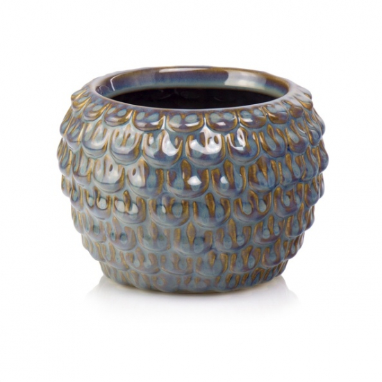 Kaspó kerámia D17 H13 pikkelyes szürke